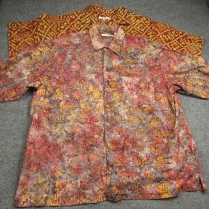 TravelSmith Shirt Mens XXL 2XL Batik Short Sleeve Cotton‎ Lot of 2